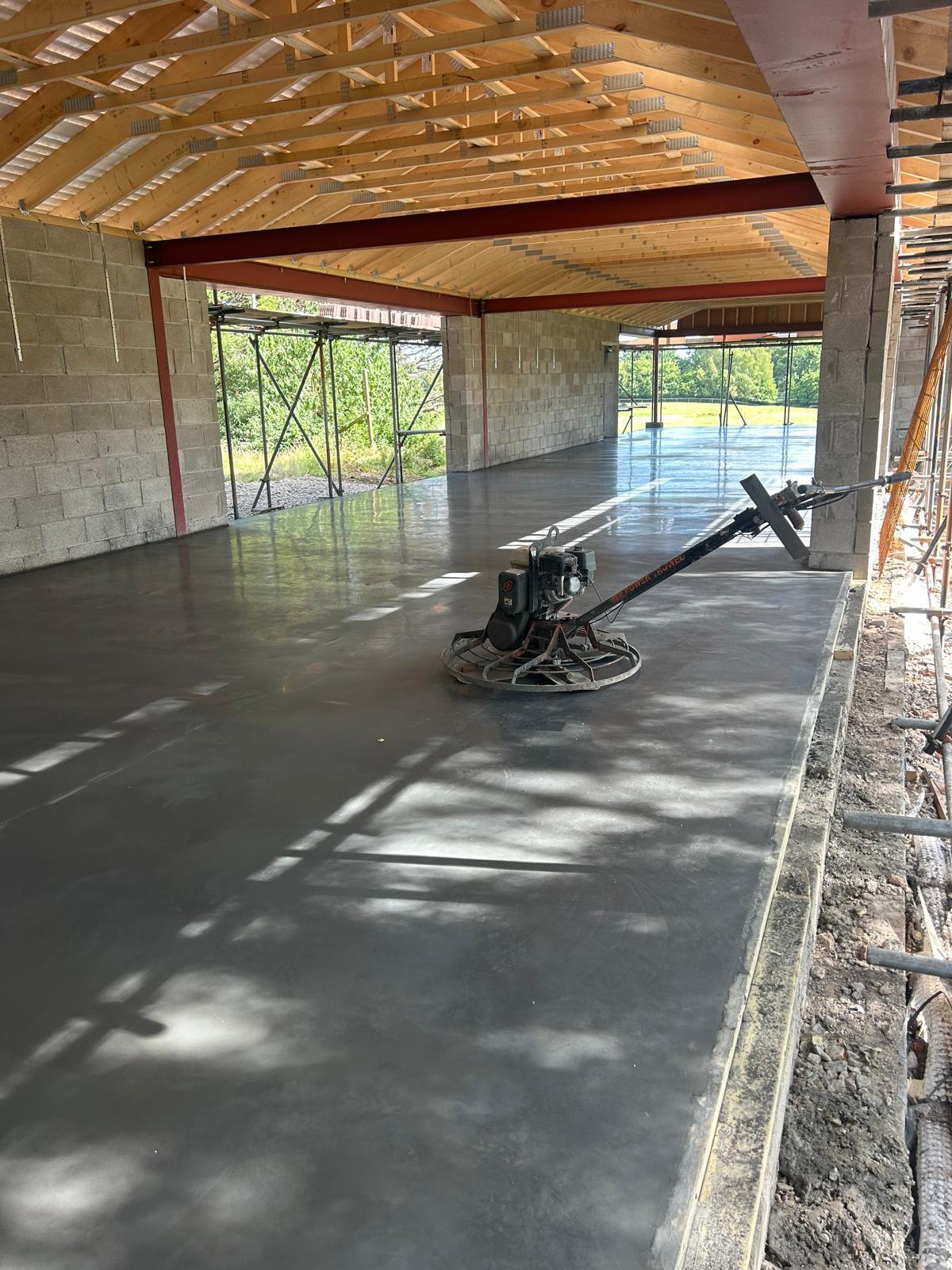 Liquid screed floor in a renovation, freshly poured and level
